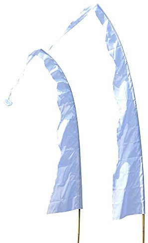 DEKOVALENZ Tessuto per Bandiera Balinese Wave con Punta a Forma di Cuore, Diversi Colori e Lunghezze, Lunghezza:5 Meter, Colore:Bianco