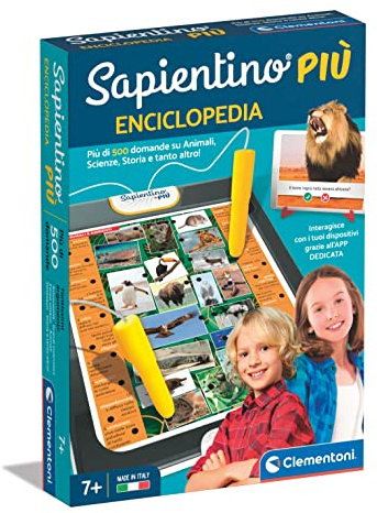 Clementoni Sapientino più - Enciclopedia Interattiva, Gioco Educativo con Penne Parlanti Bambini 7+ Anni, Quiz su Animali, Corpo Umano, Dinosauri e Scienze, Made in Italy, Lingua Italiana, 16728