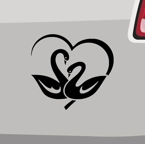 Herz Schwäne Aufkleber Sticker Hochzeit Schwan Füttern Liebe Paar JDM 13x12cm in 21 Farben
