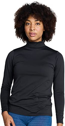 LAPASA Damen Rollkragen Thermounterhemd, Innenfleece Thermounterwäsche langärmliges Thermo-Shirt Funktionsunterwäsche Oberteil (L90), Schwarz (wärmer), M