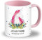 LOOXIS Mug personnalisée pour enfants avec nom, texte et motif - 325ml, céramique, différentes couleurs - Idée cadeau garçon, fille, rentrée scolaire, maternelle - Rose, Licorne