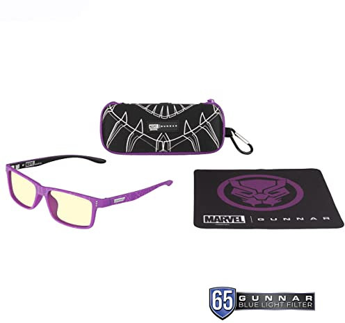 Gunnar Gaming- & Computerbrille | Model: Cruz Kids Large (age 8-12),Black Panther, Linsenfarbe: Amber (Blockiert 65% Blaulicht & 100% UV-Licht) | Anti-Blaulicht-Brille | Patentierte Linse