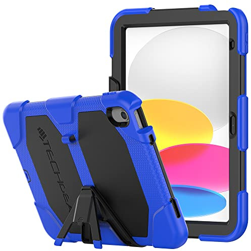 TECHGEAR G-SHOCK Case for iPad 11 A16 (11th Gen 2025) & 10.9 (10th Gen 2022), Heavy Duty Rugged Shockproof Protective Screen Protector Case with Stand, For Schools, Builders, Kids, Everyday Use