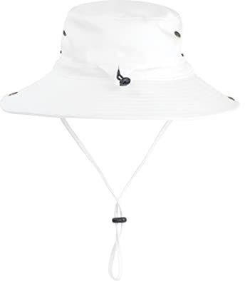 WANYING Damen Herren Outdoor Sonnenschutz Bucket Hut Fischerhut Baumwolle Two Way to Wear für Kopfumfang 55-62 cm Einfarbig Weiß