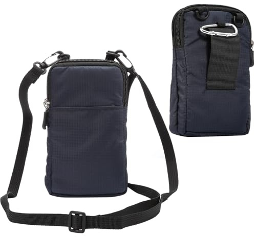 Handytasche zum umhängen für Herren & Damen PU leder, Nylon Handy Gürteltasche mit Karabinerhaken, Outdoor Sport Handy Crossbody Gürtel Clip Hülle Klein Gürteltasche Messenger Tasche Wandertasche