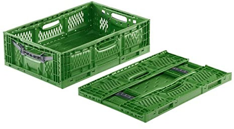 DIE BOX FABRIK Gemüse/Obstkiste klappbar 600x400x180 mm | Klappbox durchbrochen | Stapelbox für Obst- und Gemüse | Klappkiste | Transportbehälter (1)