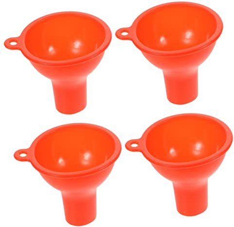 POPETPOP 4pcs Purpose Silicone Funnel for Food and Dog Toys Wide Mouth Design and Safe Material for Easy Transferring and Storage Red