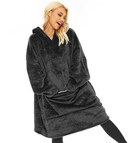 Gentlewarm Hoodie Decke mit Ärmeln und KapuzeDamen, Decken Hoodie Damen Ultra Weiche Sherpa Fleece Hoodie Sweatshirt mit Big Pocket Geeignet Kapuzenpullis für Männer und Frauen