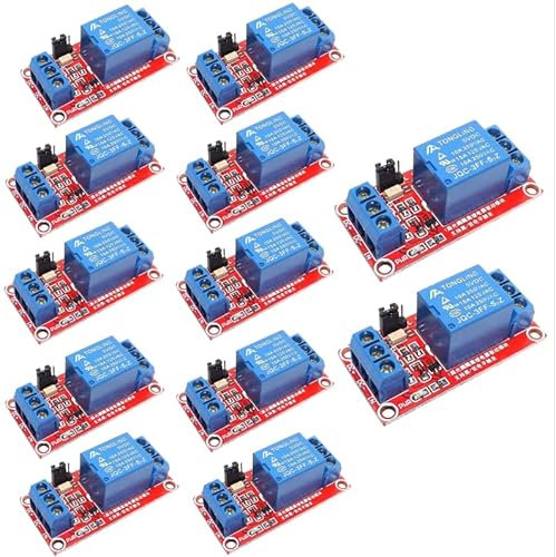 12 unidades módulo de relé 5 V: placa de relé de 1 canal con optoacoplador, placa de expansión de disparador, módulo de relé, tarjeta de relé de potencia estable, soporte de disparador alto y bajo