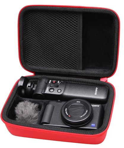 LTGEM Camera Case Compatible with Sony ZV-1F / ZV-1 / ZV-1 II Vlog Digital Camera, Tripod, Microphone and Vlogger Accessory Kit, Red