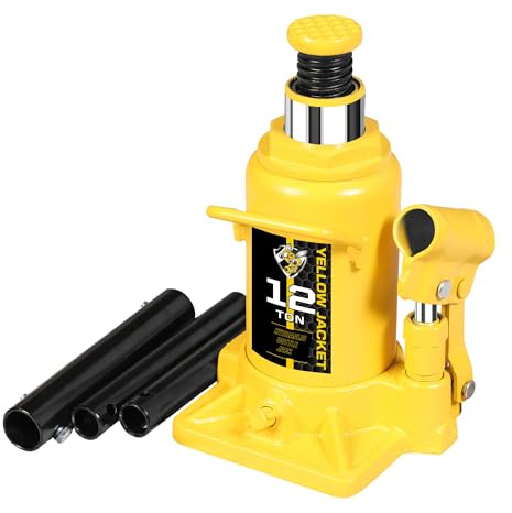 YELLOW JACKET 12 Ton Low Profile Bottle Jack, Welded Hydraulic Stubby Jack(24,000 LBs)