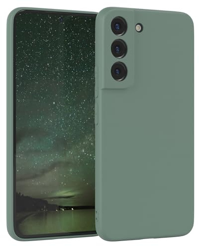 EAZY CASE - Silikonhülle für Galaxy S22 5G Hülle Silikon Case Dunkelgrün weich stoßfeste Handyhülle Schutzhülle mit Kameraschutz Dünn Premium Schutz Cover TPU Phone Bumper in Mitternacht Grün Matt