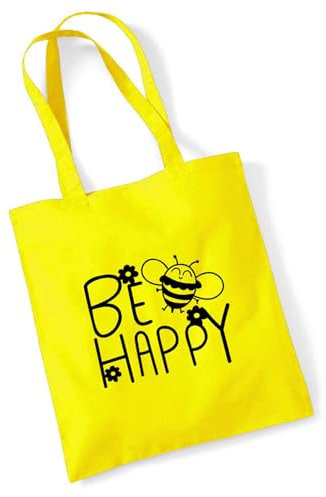 Huuraa Stofftasche Be Happy Biene Geschenk 10 Liter Yellow Baumwolle Be Happy Souvenir