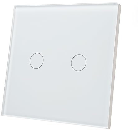 LED ATOMANT Interruptor de Cristal Inteligente ZigBee 3.0, 2 Vias (2 Gang), Requiere HUB ZigBee, App Smart Life o Tuya, Compatible Alexa y Google Assistant, Pulsador Tactil para iluminacion