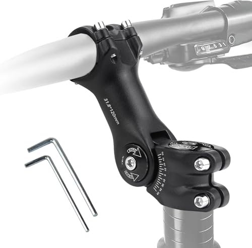 Getyjoe Vástago de Manillar Bicicleta 31.8 mm x120 mm Elevador Manillar Bicicleta Potencia de Bicicleta Ajustable ±60°para Bicicleta de montaña Bicicleta de Carretera MTB