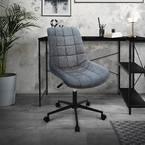ML-Design Bürostuhl, Anthrazit, Kunstleder Sitzfläche, Metallgestell, Polsterstuhl mit Rückenlehne, höhenverstellbar, 360° Drehstuhl mit 5 Rollen, Ergonomischer Schreibtischstuhl für Home Office/Büro