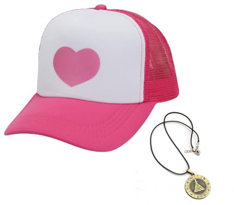 ZXRSJBL Gravity Dipper blau Hut,Kieferbaum Motiv Baseballkappe, Mesh Hut, Trucker Hut, Rosa+Halskette