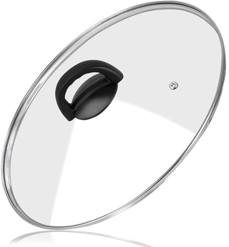 Akicderu Glasdeckel, Pfannendeckel 24 cm, Topfdeckel mit Hitzebeständiger Griff, Hochwertiger Deckel für Pfannen und Töpfe - Transparent, Langlebig, und Hitzebeständig - Spülmaschinengeeignet