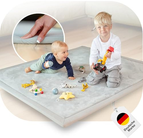 BabybeFun Krabbelmatte Baby - kuschelig weich - 3cm Dicker Teppich Kinderzimmer 150x150x3cm - rutschfest - Spielmatte Baby - Schaumstoffmatte - Spielteppich Kinder - Krabbeldecke - Kinderteppich warm