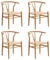 GrandCA HOME 4er-Set Esszimmerstühle,Gewebte Küchenstühle mit Rattan-Sitzkissen und Metallbeinen,Vintage-Stühle für Küche und Esszimmer, Eiche