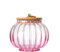 Soulnioi 600ml Lantern Glass Jar with Wooden Lid Striped Glass Storage Container, Pumpkin Storage Jar for Candy Tea (Pink)