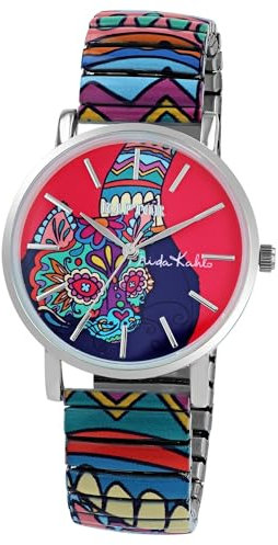 Raptor Damenarmbanduhr Frida Kahlo Edition mit Zugband (Mehrfarbig - Katze mit Muster)