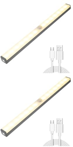 Mikikit 2st Usb-ladelicht Stick Überall Nachtlicht Lichtleiste Mit Bewegungssensor Dimmbare Schrankleuchte Lichter Unter Schränken in Der Küche Usb-nachtlicht Unter Thekenbeleuchtung Led