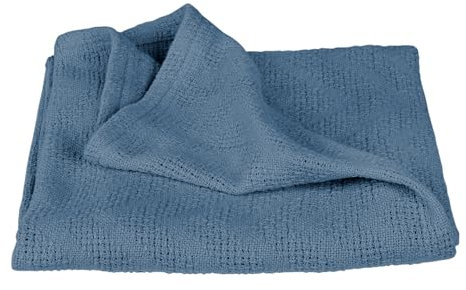 roba Babydecke 'Seashells Indigo' 80 x 80 cm - Kuscheldecke in Strickoptik aus Bio Baumwolle - GOTS & Oeko Tex 100 zertifiziert - Blau