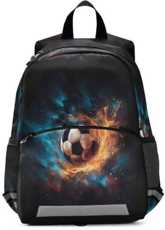 Mnsruu Kinderrucksack mit Fußball-Galaxie-Motiv, Kleinkindtasche, Kindergarten, Vorschultasche für Mädchen, Jungen, Kinder, mehrfarbig, L