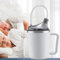 JHNGYJY Stainless Steel Convalescent Drinking Cup with Lids and Straw, 400ml Anti-Leakage Thermos for Disabled and Elderly, Replaceable Breathable Lid, White
