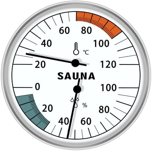 2 in 1 Sauna Thermometer Hygrometer - 4inch Aluminum Sauna Thermo-Hygrometer, Hanging Sauna Thermometer for Steam Room Sauna Room