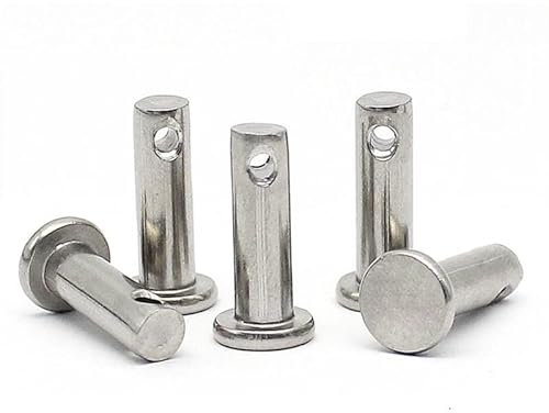 RKODRSMG 10 pz M5 GB882 Perni ASSE Testa Piatta con Fori Perno Tasselli di Posizionamento Cilindrico Inserto in Acciaio Inox Tassello 12mm-60mm Lunghezza(M5x45mm)