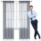 GAIFNAG Tende Trasparenti in Voile 50 x 200 cm Morbide Tinta Unita Tenda Isolante, Vari Colori Tendine Finestra a Vetro, Tende Soggiorno per Porta Finestra, Decorazione, Grigio Chiaro