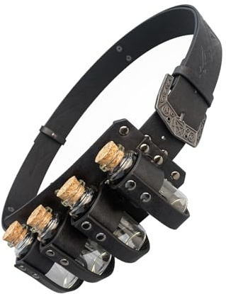 Watreketal Cintura porta pozioni vintage per adulti unisex regolabile in pelle PU con motivo in rilievo per cosplay