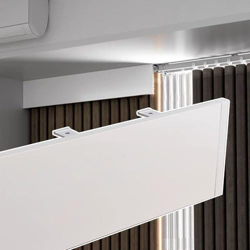 Gardinenschiene 100 % Verdunkelungsvorhang Mit Querbehangkasten Ohne Schiene, Weiße Deckengesimsbretter Für Fenster Sonnenschutz, Aluminium-Vorhangstangenkastenabdeckung Für Wohnzimmer, Rollos(14 Cm,6