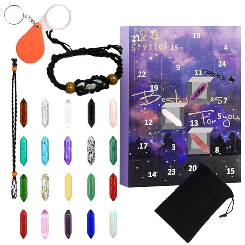 Adventskalender aus Kristallen, Geschenkset aus Naturstein, Meditationsstrumpfgeschenke für Edelsteinsammler und Yoga-Liebhaber