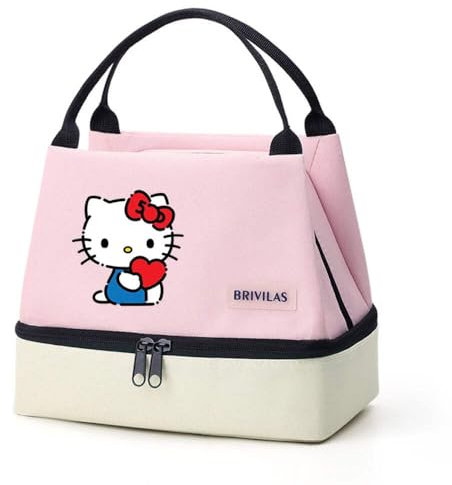 Hemasa Hello Kitty Sac à déjeuner isotherme, sac de rangement portable, sac à déjeuner isotherme pliable pour bureau, école, pique-nique D