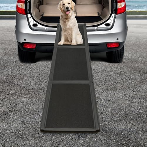 Große Hunderampe Auto, Maximale Länge 180cm Klappbare Hunderampe mit Anti-Rutsch-Oberfläche, Hunderampe Auto Klappbar für SUV, LKW & Outdoor Treppen