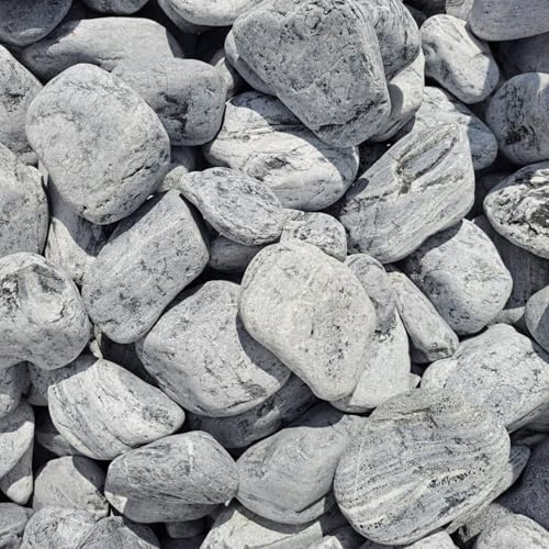 V-PREMIUM SOLUTION Dekosteine Grau 8-13 cm 20 kg - Kieselsteine Deko Garden für Teich und Gabionen - Große Steine für Blumentöpfe, Vasen, Terrarium und Aquarium - Schöne Gartendeko Natur