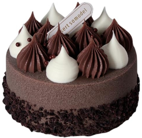 CUCUFA Faux gâteau d'anniversaire, Un Faux gâteau en polystyrène de 4 Pouces avec des Ornements de crème et de Chocolat, Un gâteau Artificiel décoratif pour l'affichage, Un Faux Cupcake