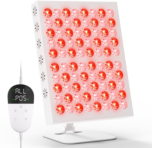 Hottoerak 80LED Rotlichtlampe mit 62W, 660 nm & 850 nm Infrarotlampe mit 5 Helligkeitsstufen und 10/20/30 Timer, Verstellbares Desktop-Design Red Lights für zu Hause, Büro