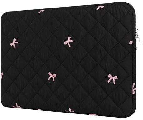 BAAGOAZ Housse pour Ordinateur 11 Pouces, Pochette de Protection avec Nœuds Brodés, Sacoche Compatible avec 11 Chromebook/MacBook/PC Portable, Noir