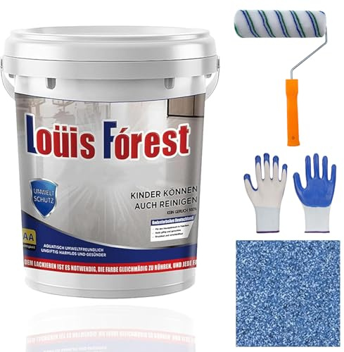 Peinture de sol époxy Gienslru Louis Forest, peinture de sol en sable coloré époxy, imperméable et antidérapante (Bleu)