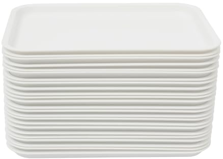 Fast Food Tablett 24 Stück, Kunststofftablett, Serviertablett, rutschfest Rechteckig Tablett Kunststoff, Küchentablett 36x27x2cm, für Schnellrestaurants, Kantinen, Kantinen, Cafeterias (Weiß)