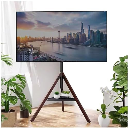 GUODDM Portable Tripod TV Stand - LCD TV Frame Floor Stand, for 32-75 Inch Flat/Curved TV Screens, Floor TV Stand with Shelf, Height Adjustable Studio TV Display Stand, Up To 50kgs