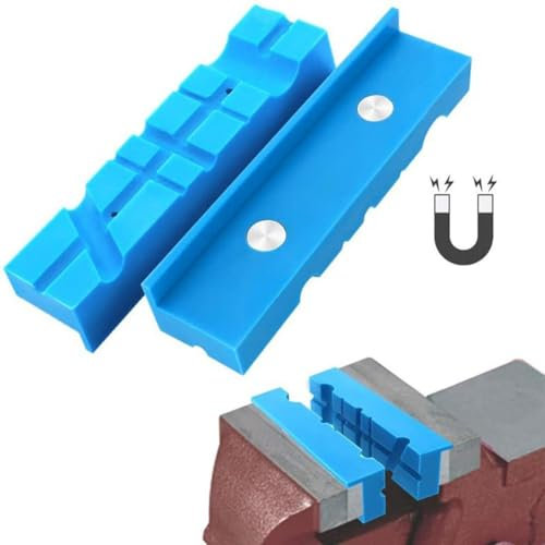 Magnetic Soft Rubber Vise Jaw Pads, Bench Vise Jaws Drill Press Clamp Mill Accessories Tool Bench Accessories for Bench Vice Metal Work Protection (4in)
