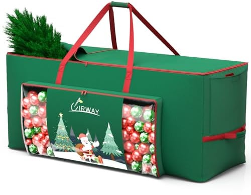 UIRWAY Weihnachtsbaum Aufbewahrung für 230cm Weihnachtsbaum, 600D Oxford Tannenbaum Tasche mit Transparente Fronttasche und Seitentasche, Stabilen Griffen und Doppeltem Reißverschluss (Grün)