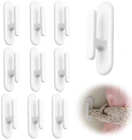 10Pcs Blind Cord Hooks, Self Adhesive with Winders, Plastic Safety Holders for Window Blinds and Curtains, Wall Mounted Blind Cleats for Securing Blind Cords, Safety Home Accessories