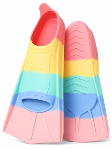 Schwimmflossen Kinder, Flossen Kinder, 100% Silikon Kurze Schnorchelflossen, Trainingsflossen für Erwachsene Kind Schwimm, Freiwasser, Schnorcheln, Tauchen für Anfänger