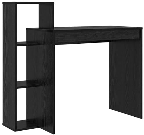 HETFTJN Computertisch mit Regal Schwarz Eichen-Optik 100x40x90 cm modernes Büromöbel mit 2 Stauräumen platzsparend für Homeoffice Wohnzimmer Gaming-Zone